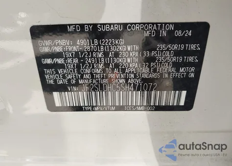 2025 Subaru Forester Sport z USA, uszkodzony, nr VIN JF2SLDHC5SH471072